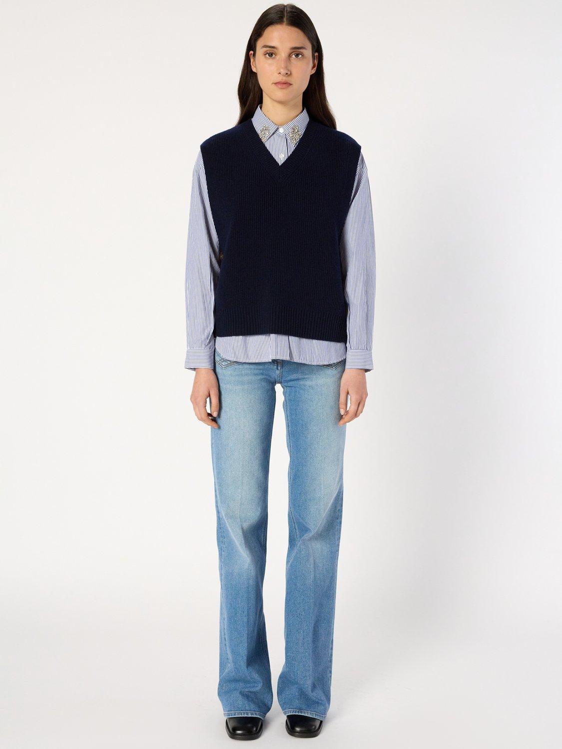 Product image 2 of 6, which shows Gerard Darel Evita Pure Wool Tank Top, Navy, 6