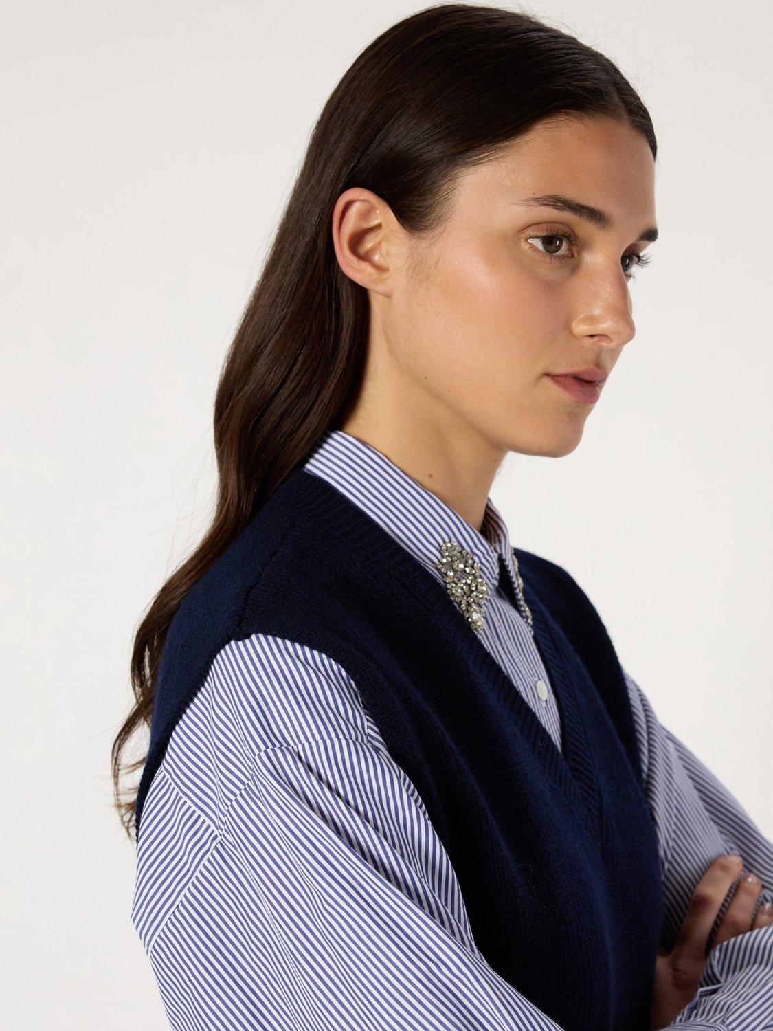 Product image 6 of 6, which shows Gerard Darel Evita Pure Wool Tank Top, Navy, 6