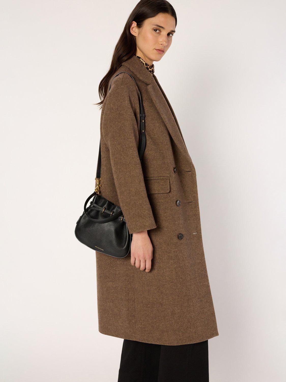 Product image 5 of 6, which shows Gerard Darel Mady Longline Wool Blend Overcoat, Brown, 16