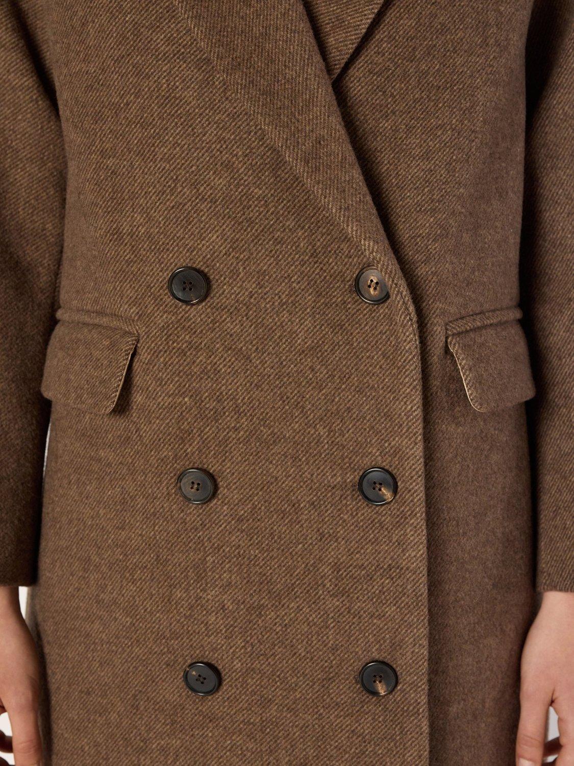 Product image 6 of 6, which shows Gerard Darel Mady Longline Wool Blend Overcoat, Brown, 16