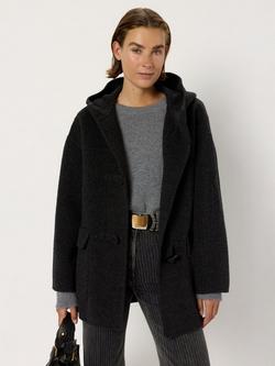 Gerard Darel Malina Hooded Wool Duffle Coat, Charcoal