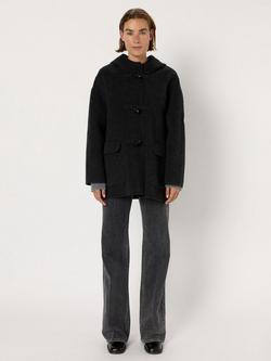 Gerard Darel Malina Hooded Wool Duffle Coat - view 2, Charcoal