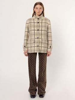 Gerard Darel Manuela Check Print Wool Blend Coat - view 2, Natural