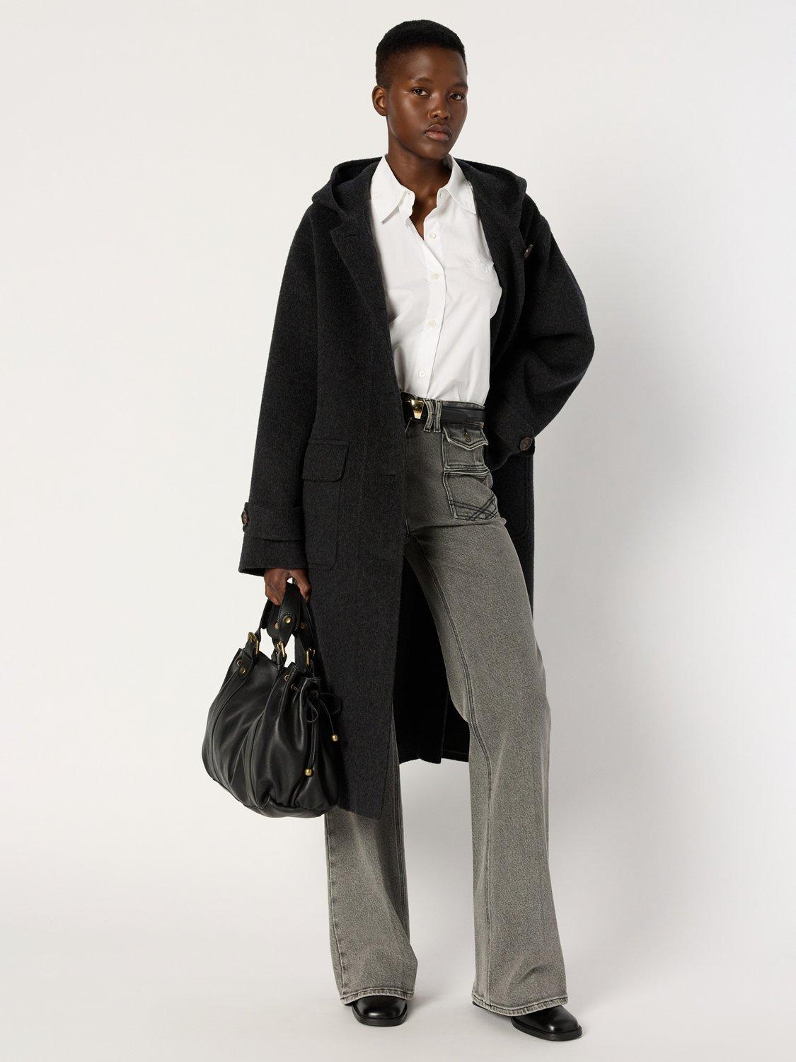 Gerard Darel Mariam Longline Hooded Wool Jacket