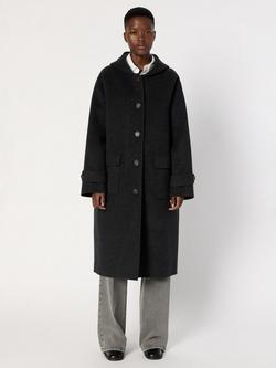 Gerard Darel Mariam Longline Hooded Wool Jacket - view 2, Charcoal