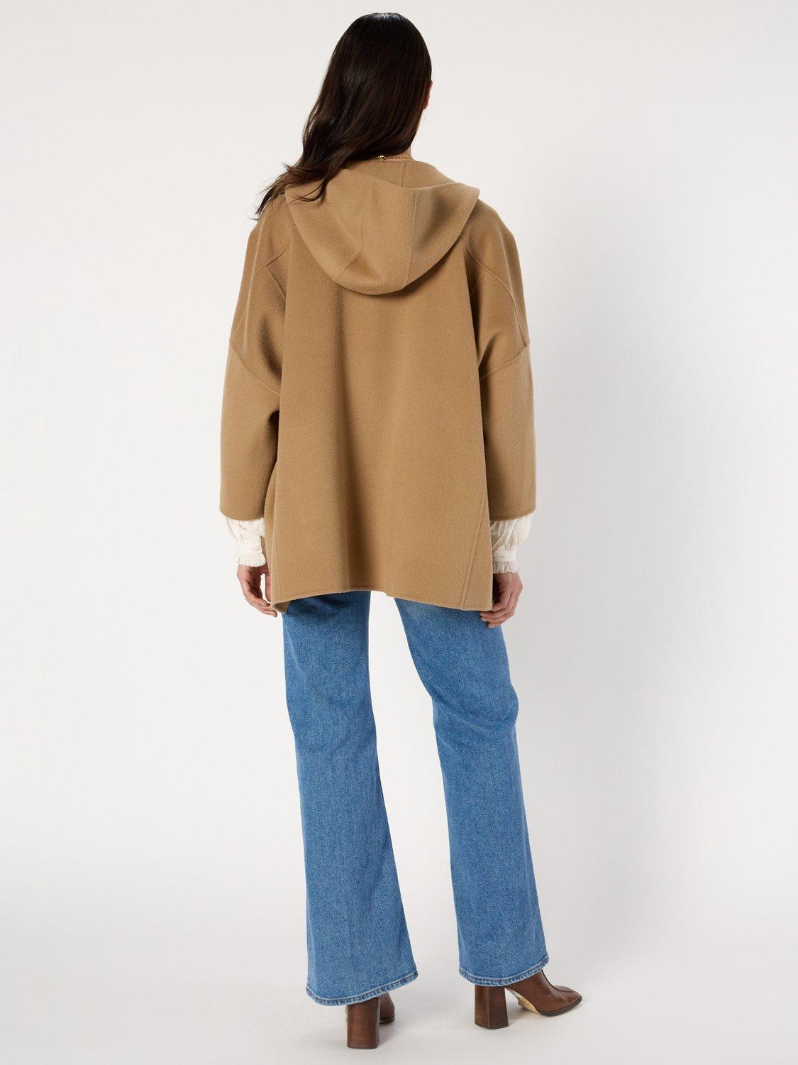 Product image 3 of 6, which shows Gerard Darel Marla Hooded Wool Overcoat, Straw, 8