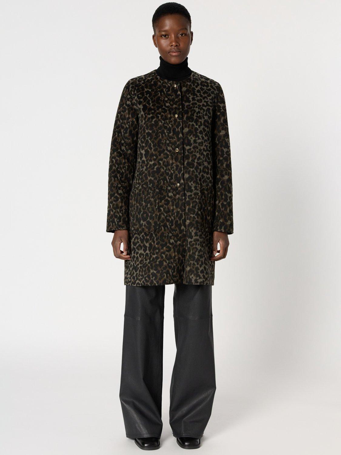 Product image 2 of 8, which shows Gerard Darel Matilda Animal Print Wool Blend Coat, Brown, 10