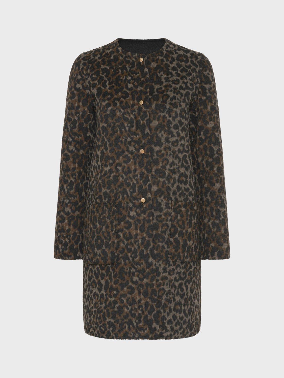 Product image 4 of 8, which shows Gerard Darel Matilda Animal Print Wool Blend Coat, Brown, 10