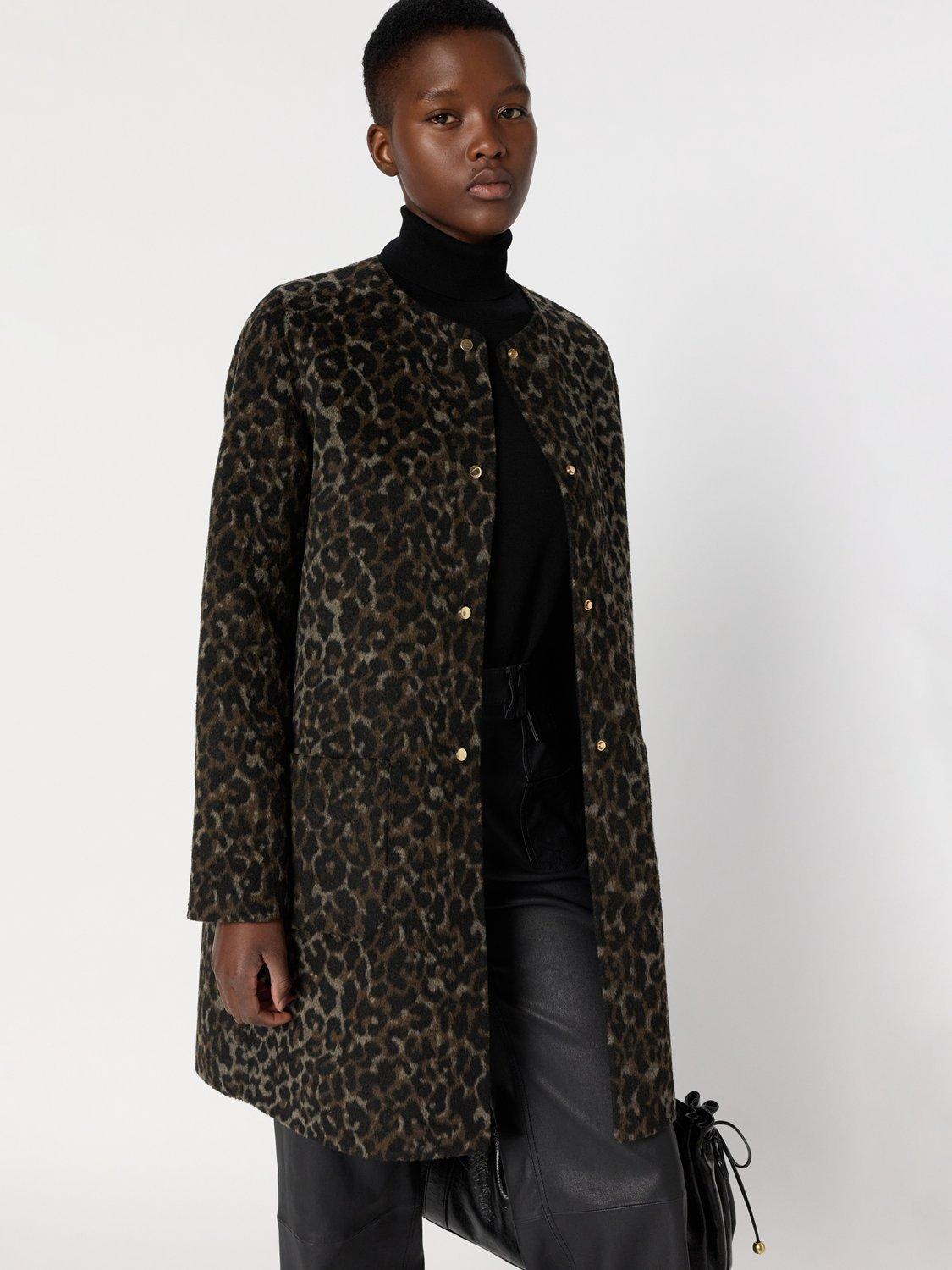 Product image 5 of 8, which shows Gerard Darel Matilda Animal Print Wool Blend Coat, Brown, 10