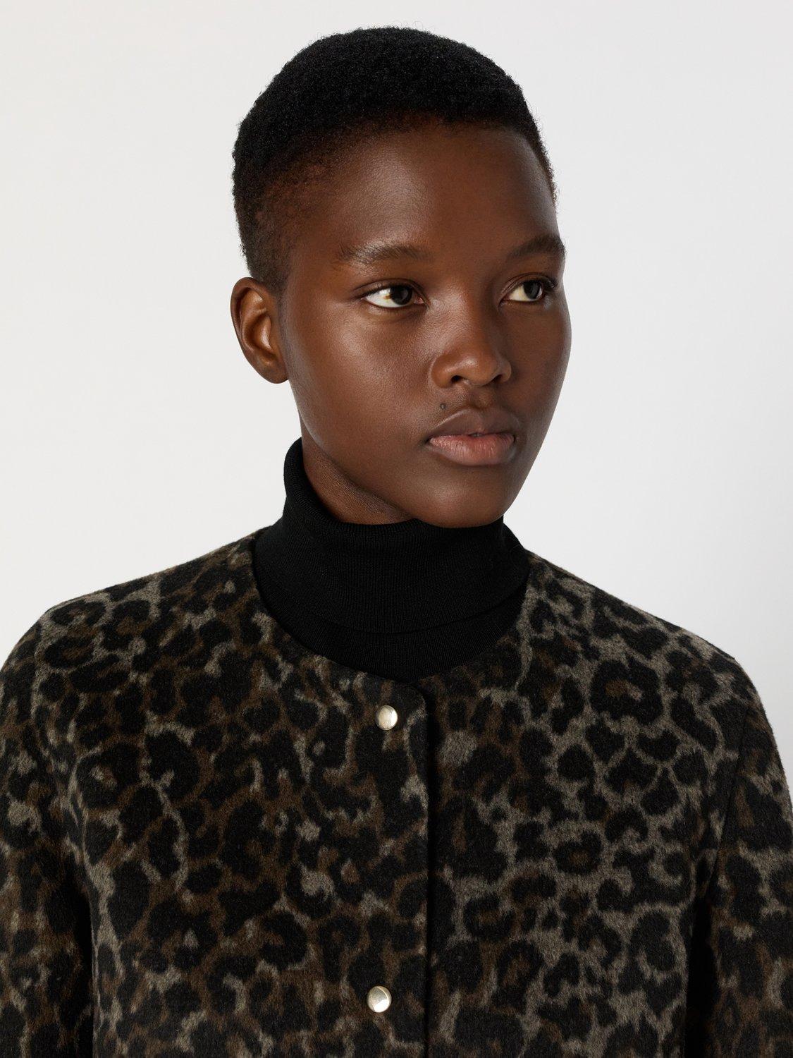 Product image 6 of 8, which shows Gerard Darel Matilda Animal Print Wool Blend Coat, Brown, 10