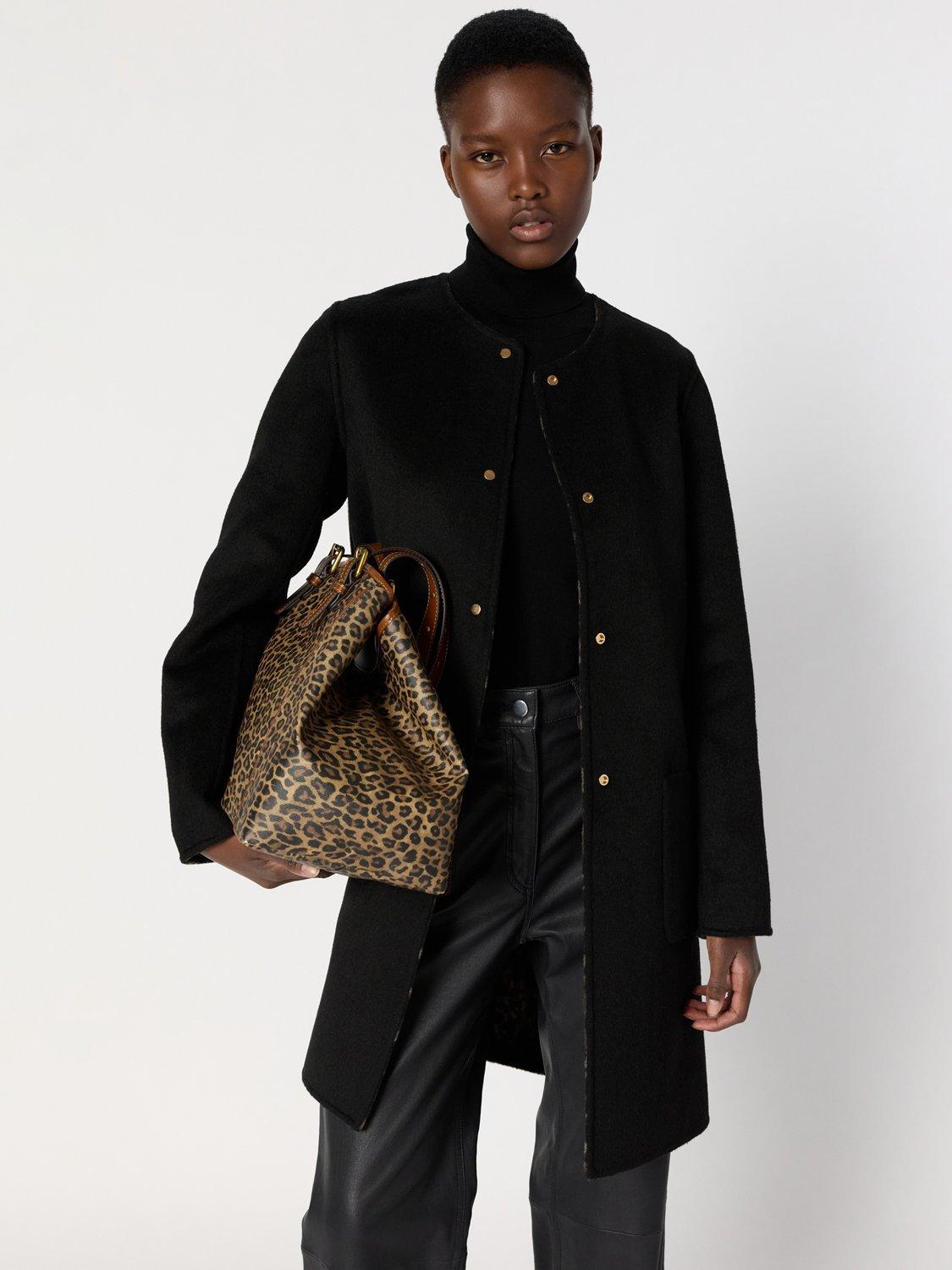 Product image 8 of 8, which shows Gerard Darel Matilda Animal Print Wool Blend Coat, Brown, 10