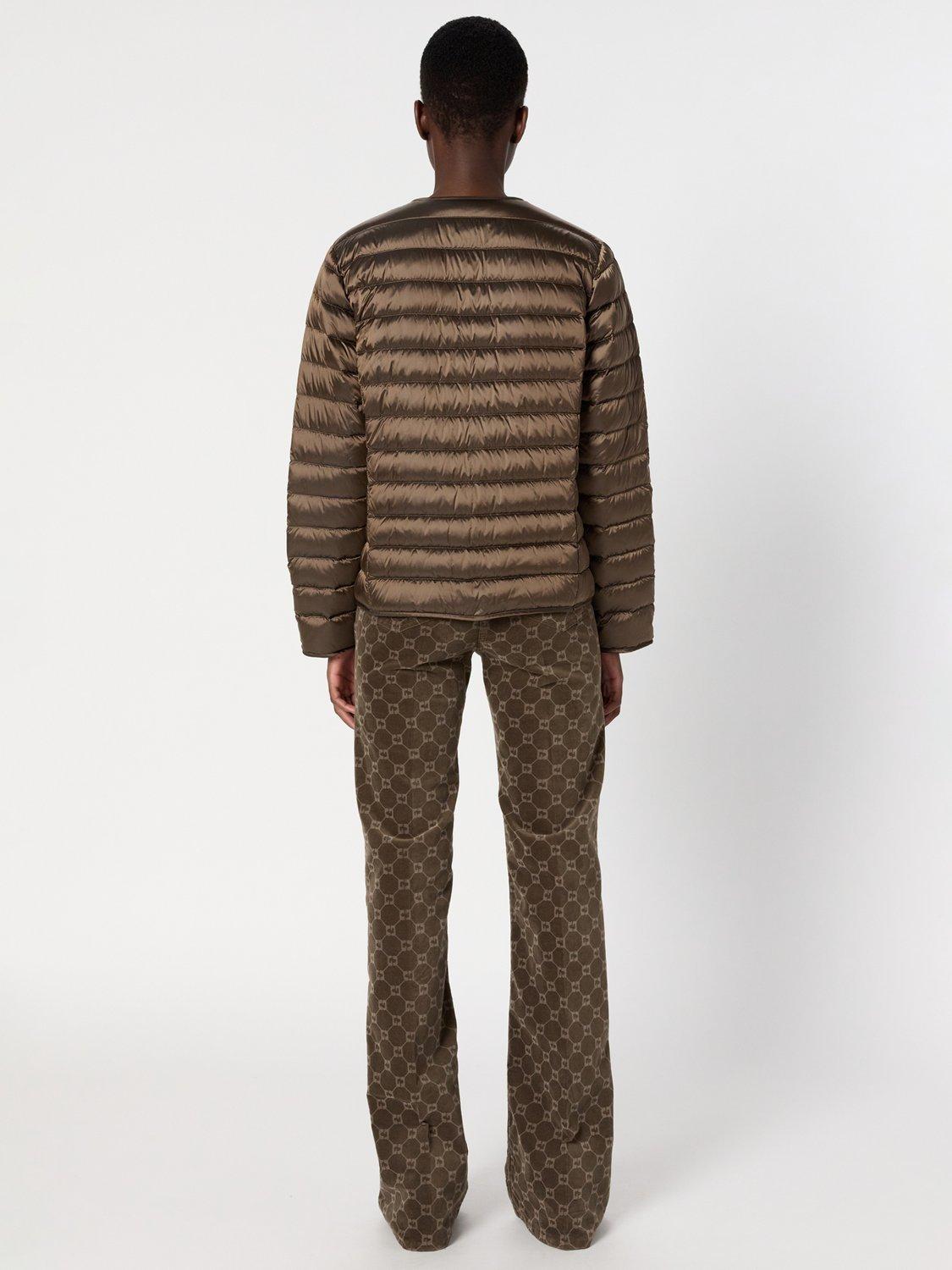 Product image 3 of 8, which shows Gerard Darel Micaela Quilted Long Sleeve Round Neck Jacket, Brown, 10