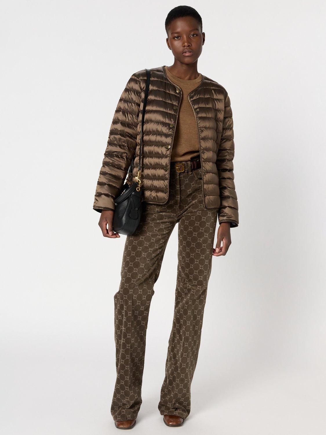 Product image 5 of 8, which shows Gerard Darel Micaela Quilted Long Sleeve Round Neck Jacket, Brown, 10