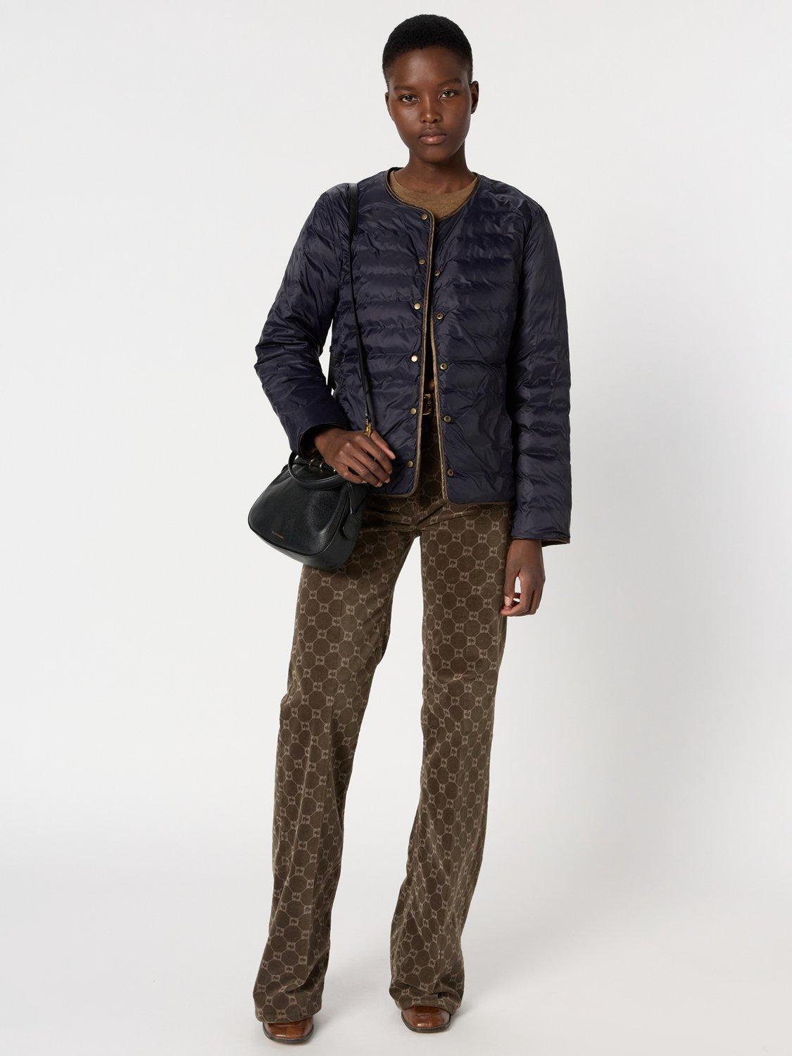 Product image 7 of 8, which shows Gerard Darel Micaela Quilted Long Sleeve Round Neck Jacket, Brown, 10