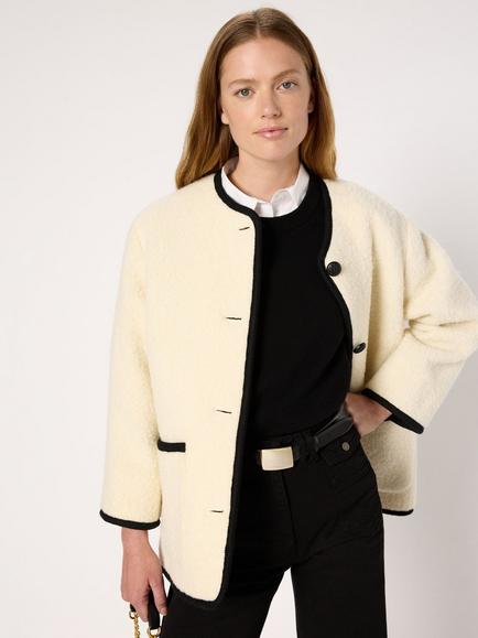 Gerard Darel Mireille Wool Rich Coat, Ecru, Ecru