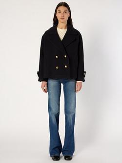 Gerard Darel Mouna Wool Blend Long Sleeve Pea Coat - view 2, Navy