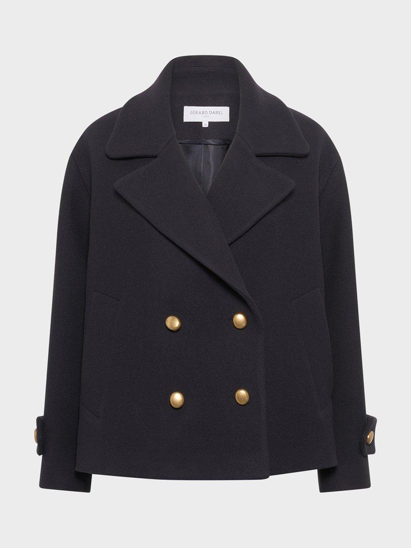 Product image 4 of 6, which shows Gerard Darel Mouna Wool Blend Long Sleeve Pea Coat, Navy, 8