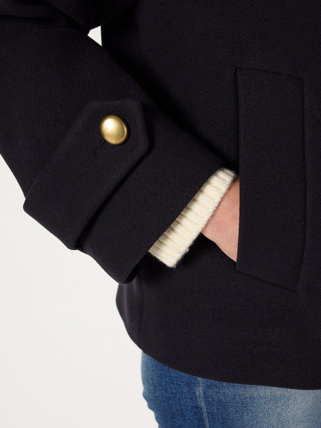 Product image 6 of 6, which shows Gerard Darel Mouna Wool Blend Long Sleeve Pea Coat, Navy, 8