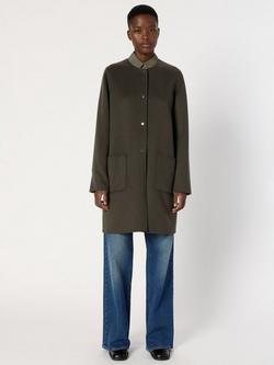 Gerard Darel Mylene Wool Longline Long Sleeve Round Neck Overcoat - view 2, Khaki Green