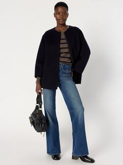 Gerard Darel Myriam Wool Long Sleeve Round Neck Overcoat, Navy