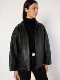Gerard Darel Nabila Leather Blend Long Sleeve Hood Jacket
