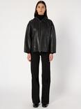 Gerard Darel Nabila Leather Blend Long Sleeve Hood Jacket