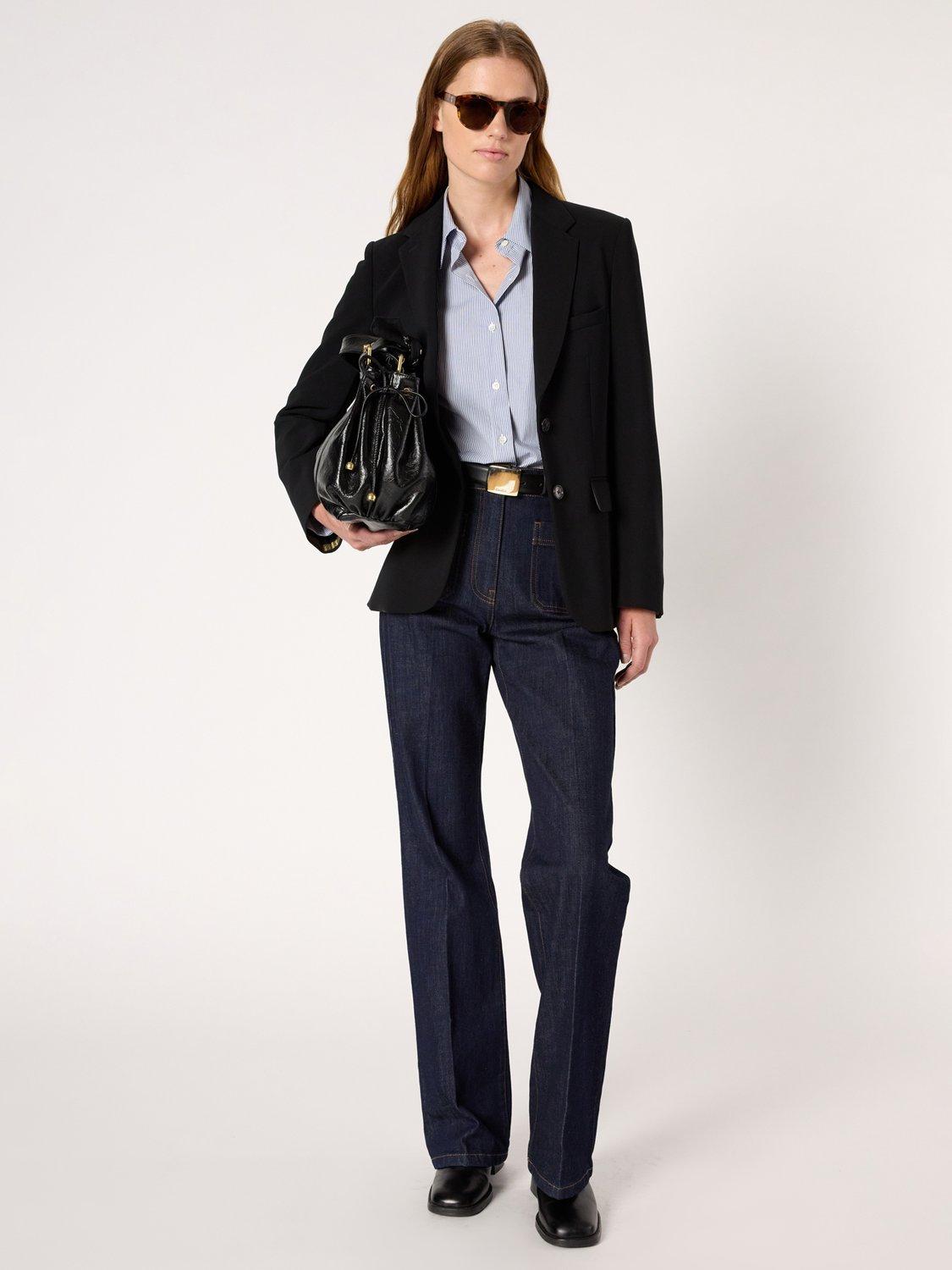 Product image 8 of 11, which shows Gerard Darel Nacira Long Sleeve Collar Blazer, Black, 10