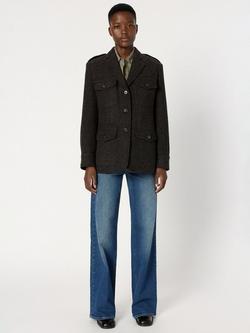 Gerard Darel Nadira Herringbone Wool Rich Jacket, Charcoal, Charcoal