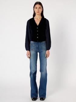 Gerard Darel Nais Cotton Blend Sleeveless V Neck Blazer - view 2, Navy