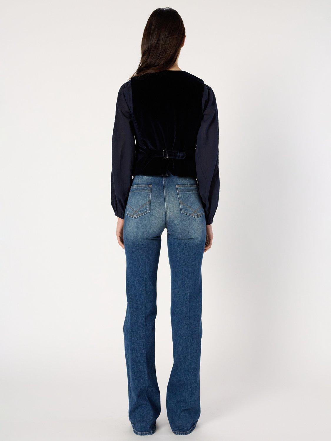 Product image 3 of 6, which shows Gerard Darel Nais Cotton Blend Sleeveless V Neck Blazer, Navy, 8