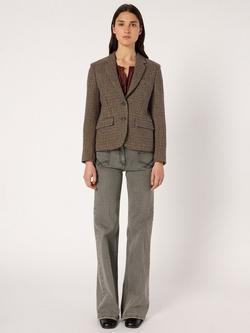 Gerard Darel Nathane Wool Check Dogtooth Long Sleeve Collar Blazer - view 2, Beige/Multi