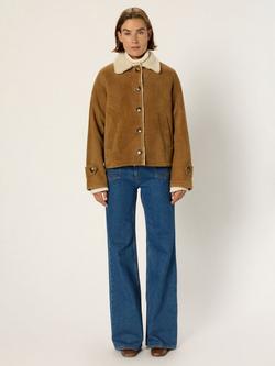 Gerard Darel Nathalie Leather Blend Long Sleeve Collar Jacket - view 2, Camel