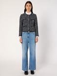 Gerard Darel Naya Cotton Blend Long Sleeve Round Neck Blazer