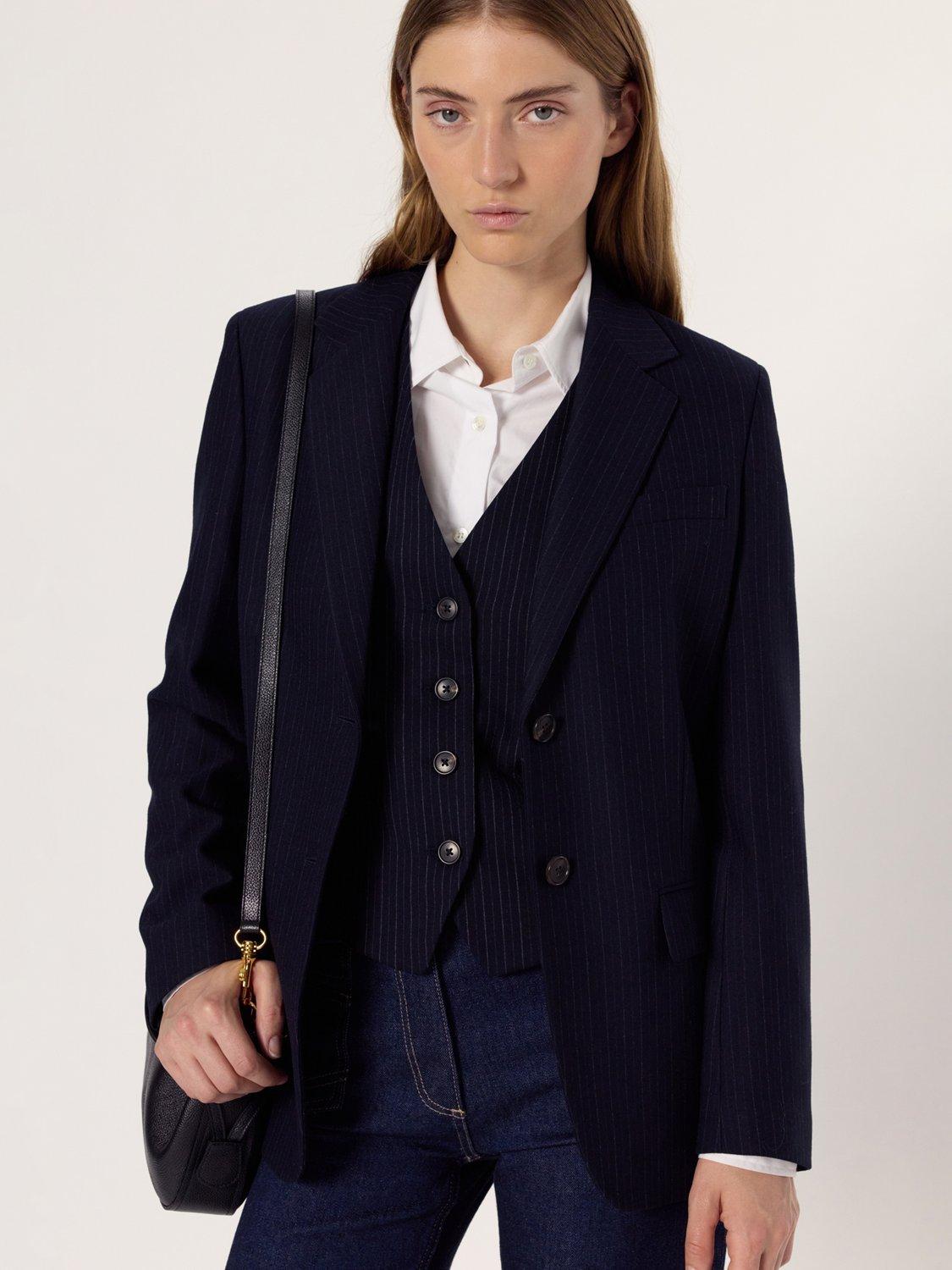 Product image 1 of 1, which shows Gerard Darel Neila Pinstripe Blazer, Navy/Multi, 10