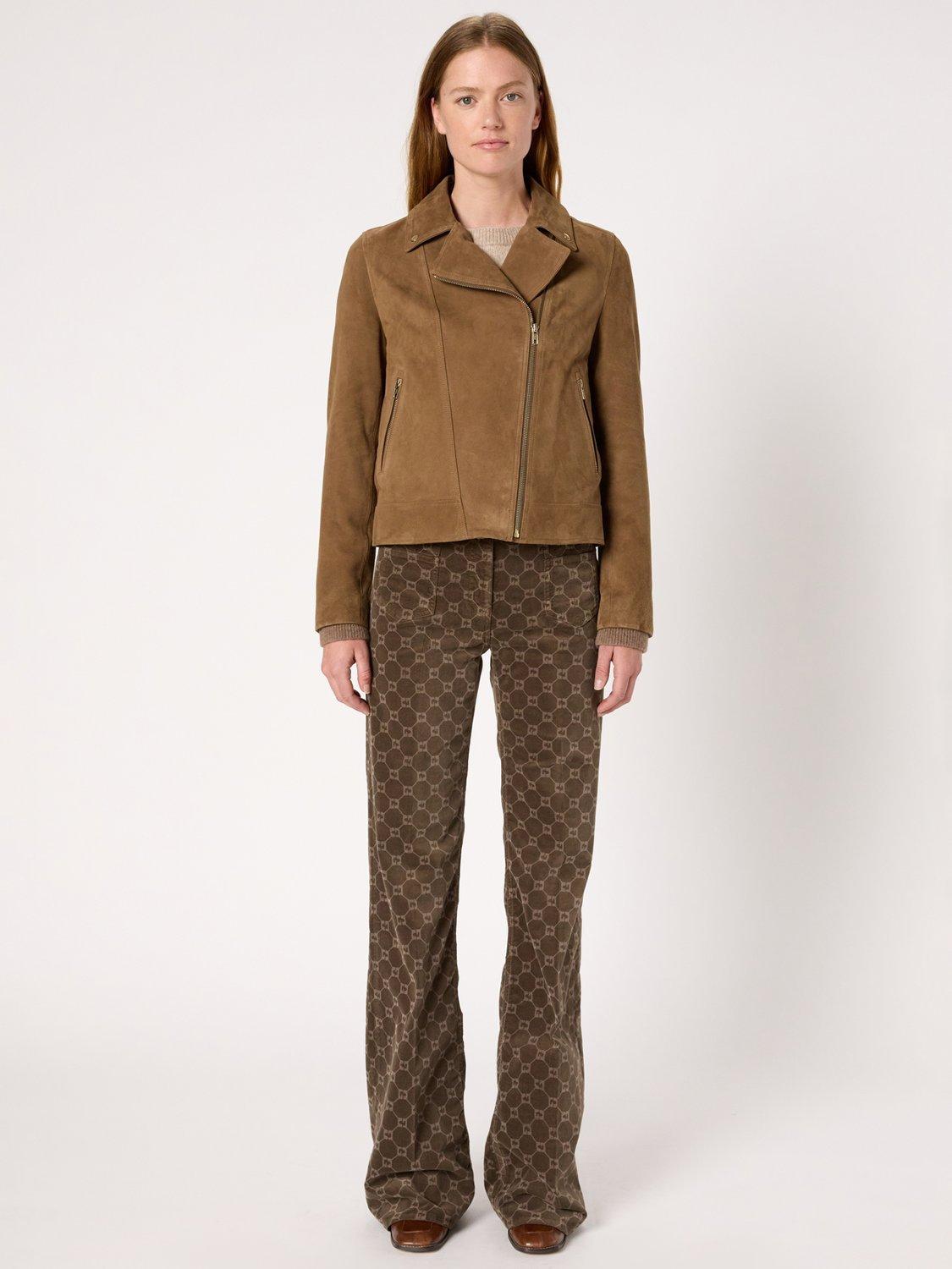Product image 2 of 6, which shows Gerard Darel Nelly Leather Blend Long Sleeve Collar Jacket, Camel, 10