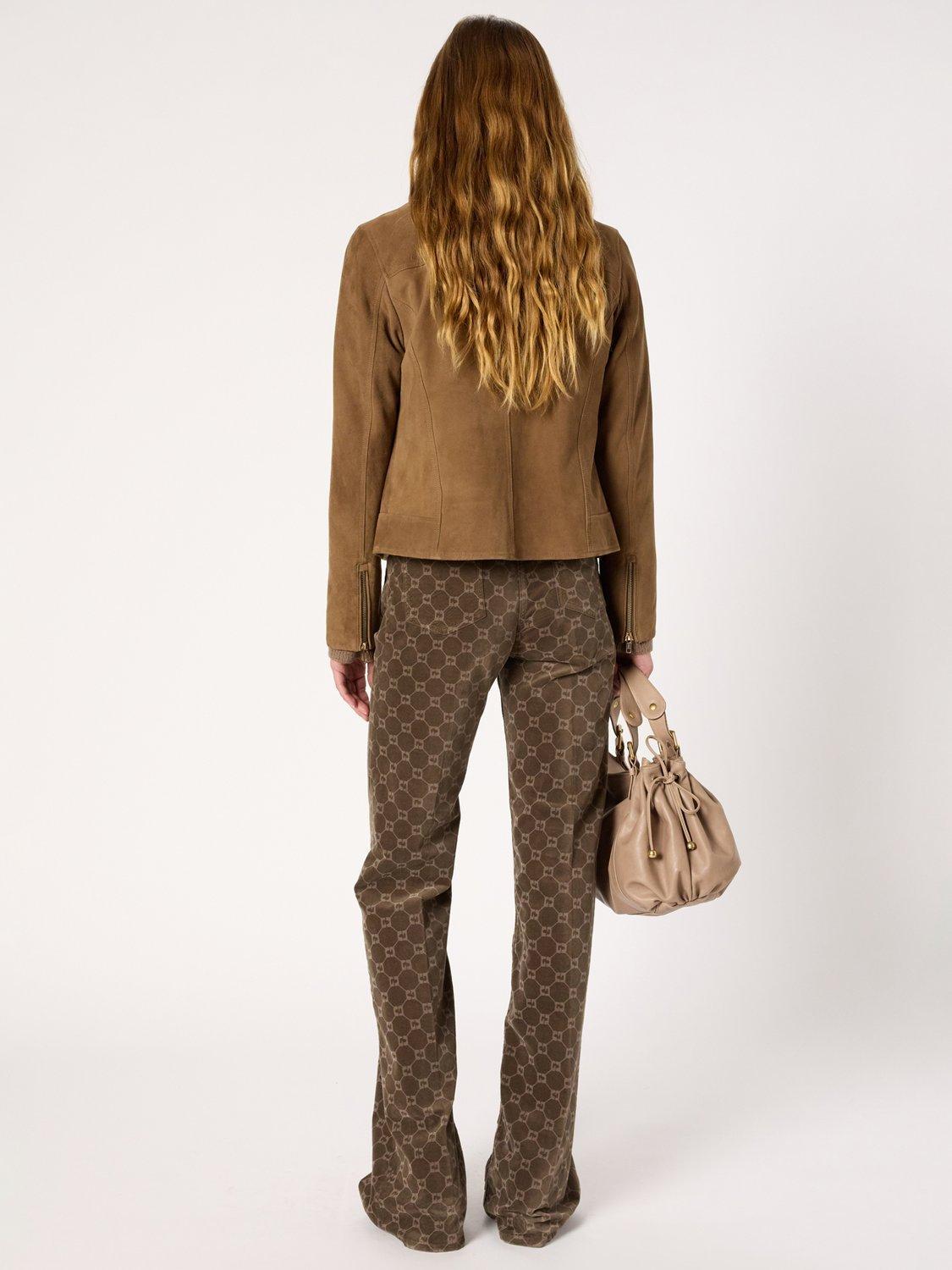 Product image 3 of 6, which shows Gerard Darel Nelly Leather Blend Long Sleeve Collar Jacket, Camel, 10