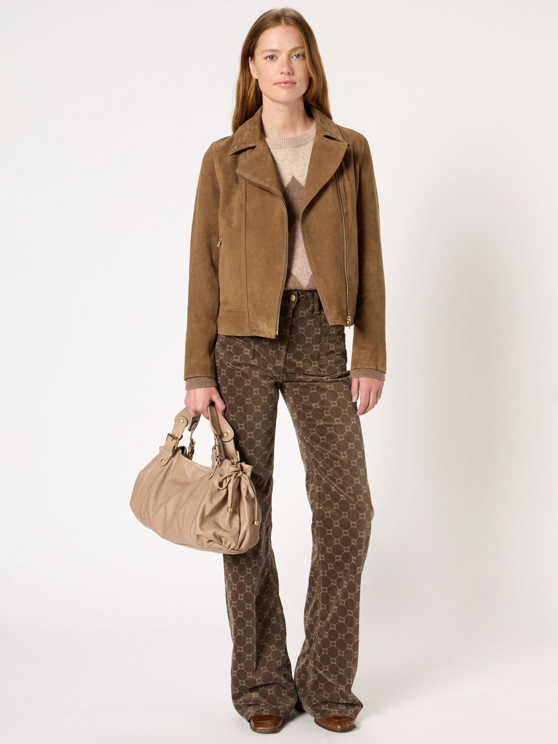 Product image 5 of 6, which shows Gerard Darel Nelly Leather Blend Long Sleeve Collar Jacket, Camel, 10