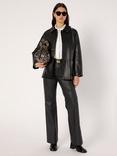 Gerard Darel Neva Leather Blend Long Sleeve Collar Jacket