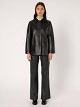 Gerard Darel Neva Leather Blend Long Sleeve Collar Jacket