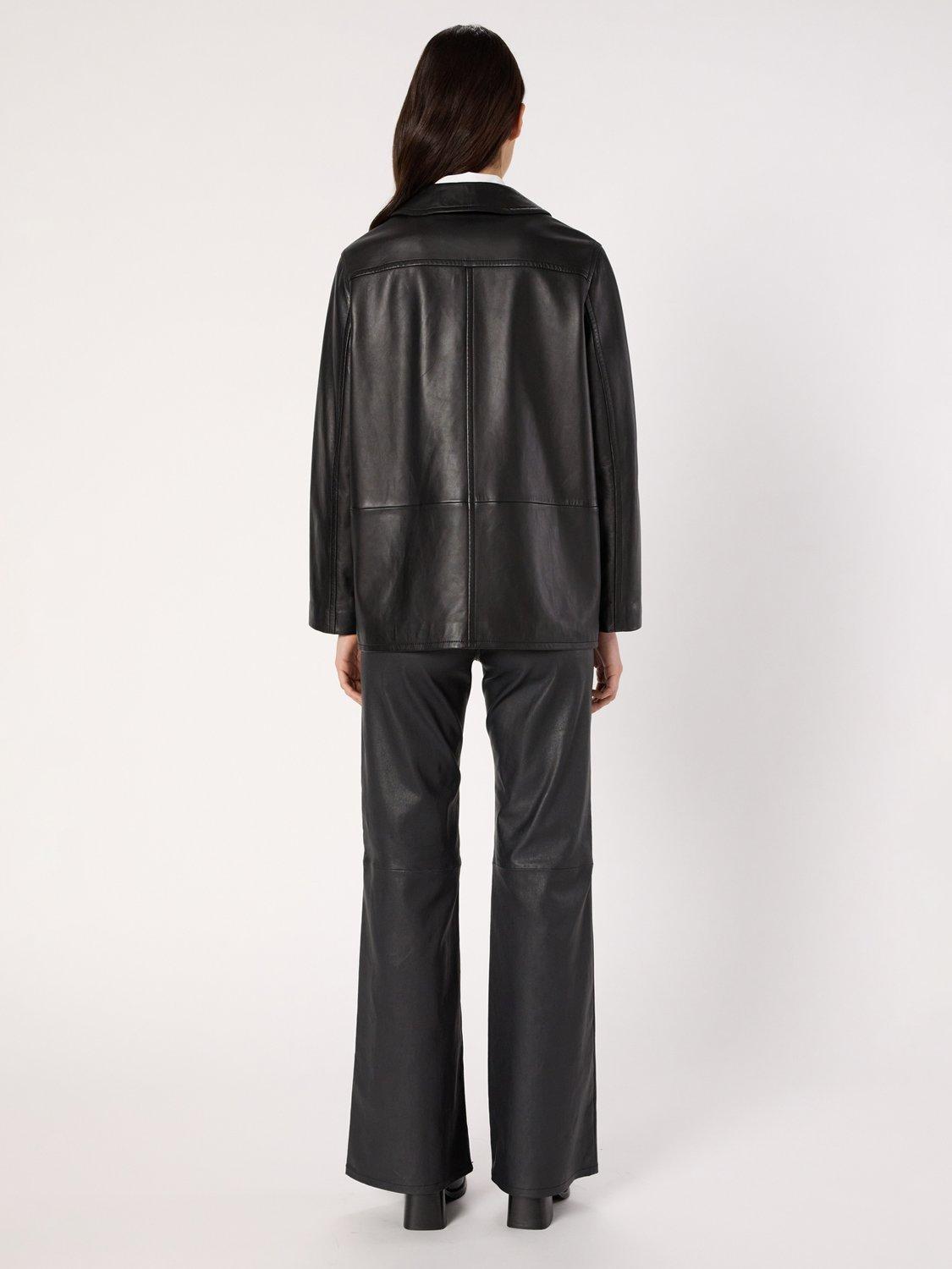 Product image 3 of 6, which shows Gerard Darel Neva Leather Blend Long Sleeve Collar Jacket, Black, 10