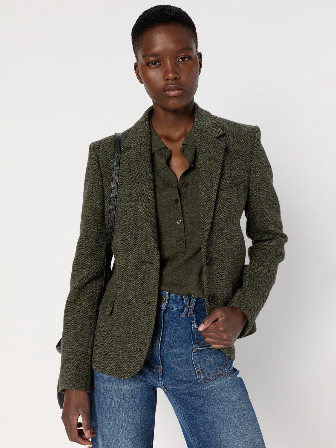 Product image 1 of 5, which shows Gerard Darel Noelie Wool Blazer, Khaki Green, 18