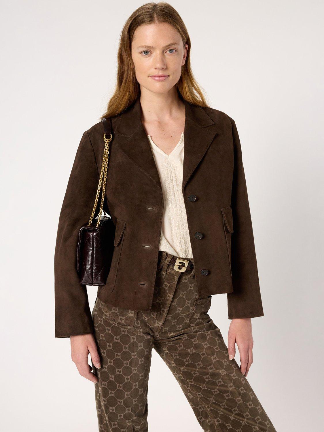 Product image 1 of 6, which shows Gerard Darel Norah Suede Jacket, Cinnamon, 6