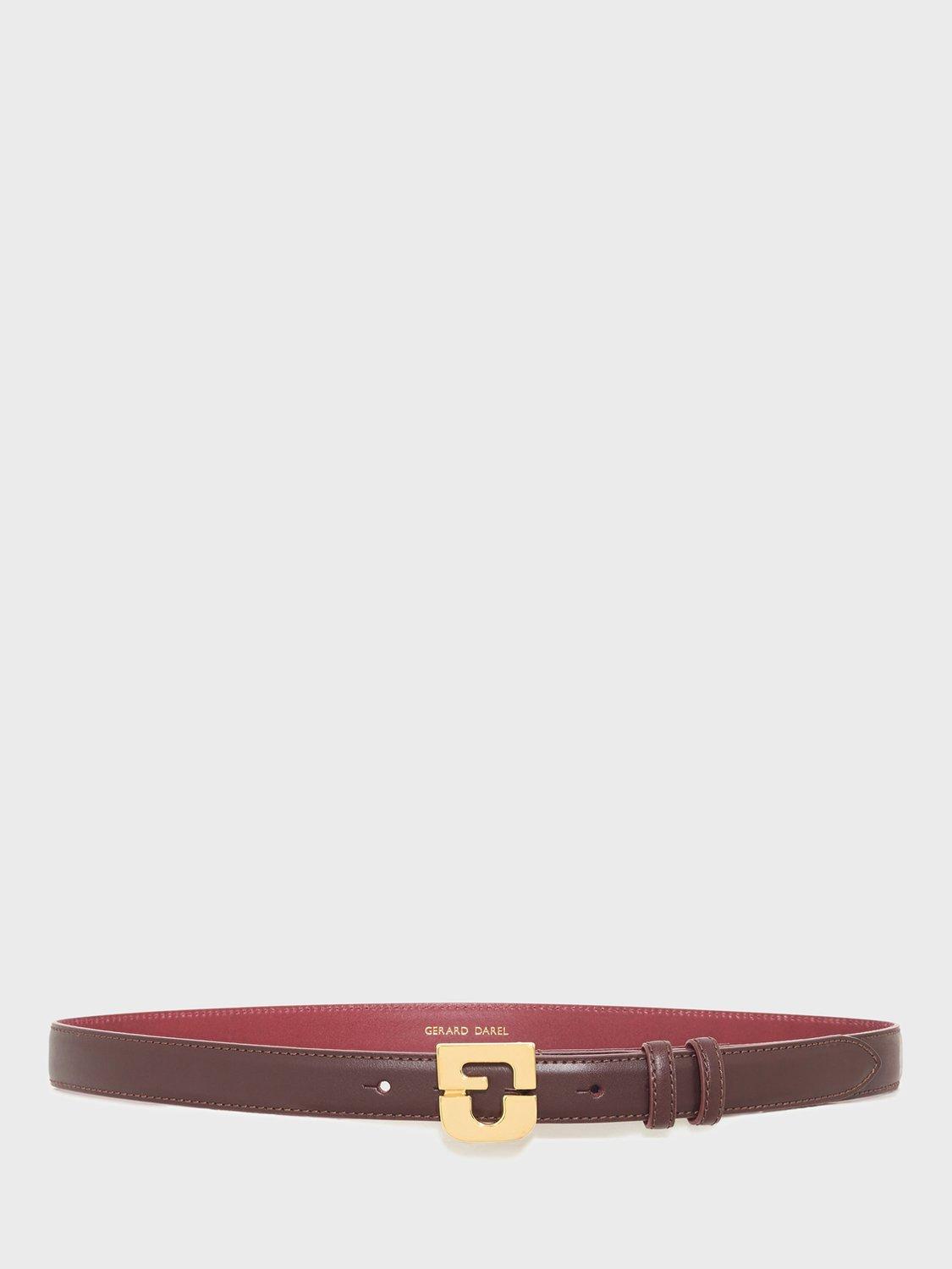 Product image 1 of 2, which shows Gerard Darel Le Lauren Leather Belt, Red Wine, 10