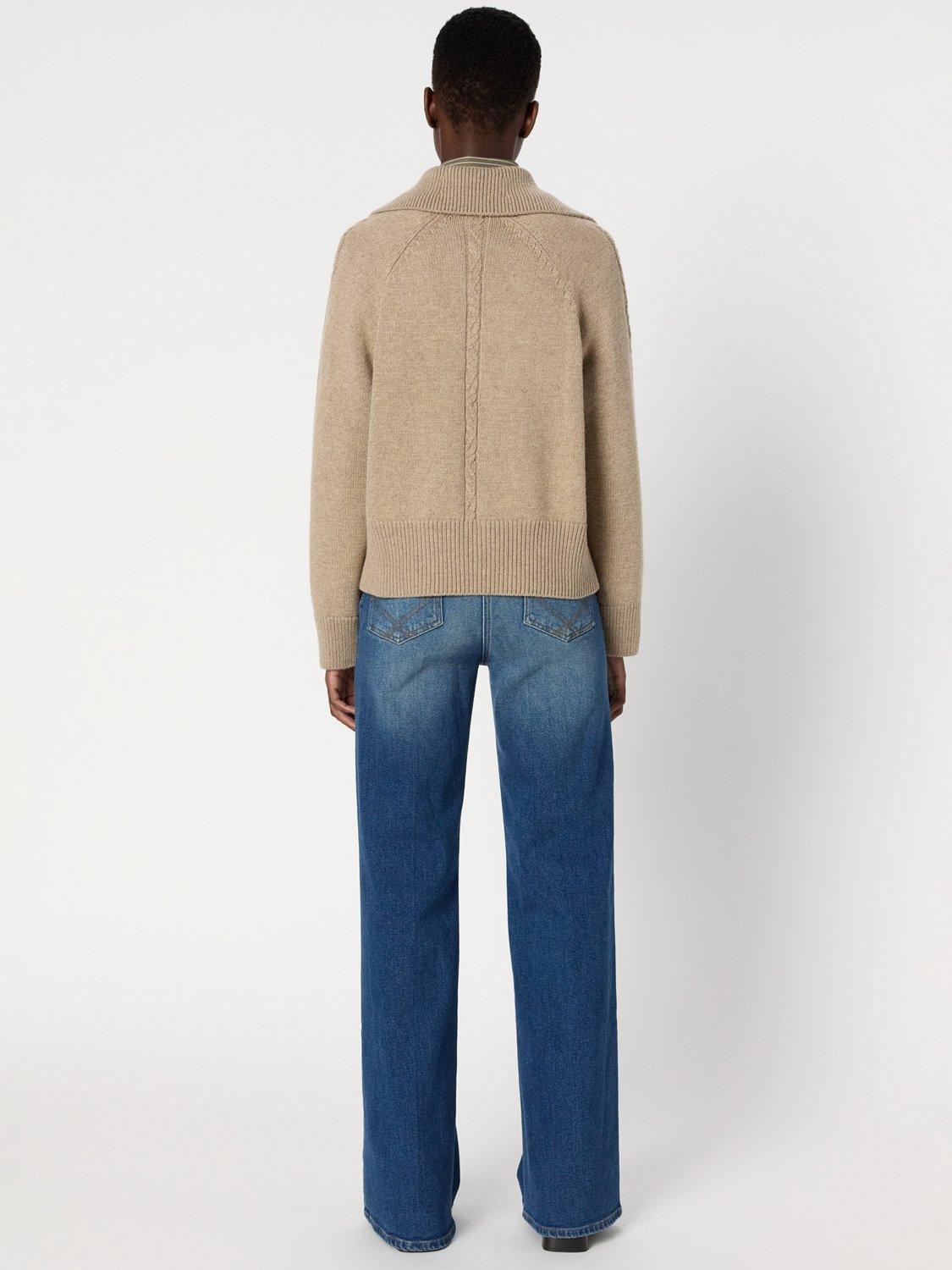 Product image 3 of 6, which shows Gerard Darel Edena Wool Blend Zip Neck Jumper, Gold, 6