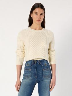 Gerard Darel Edenie Textured Stitch Wool Rich Jumper, Ecru, Ecru