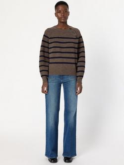 Gerard Darel Edith Stripe Button Detail Wool Jumper - view 2, Camel