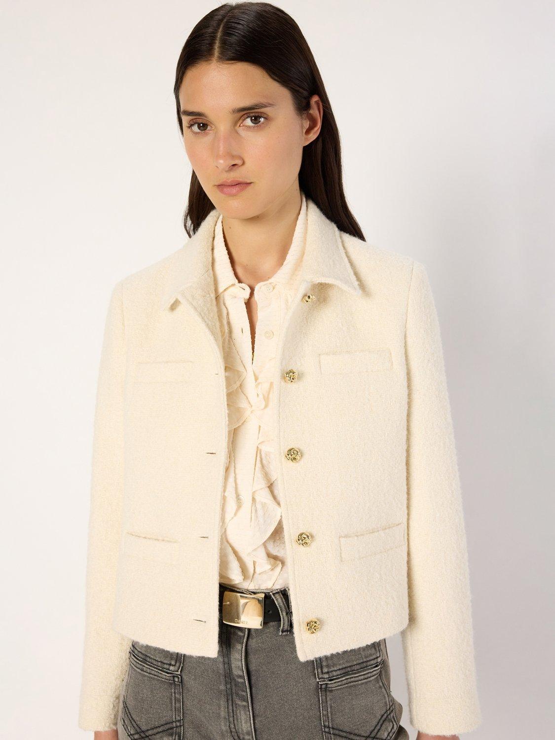 Product image 1 of 6, which shows Gerard Darel Norine Blazer, Ecru, 16