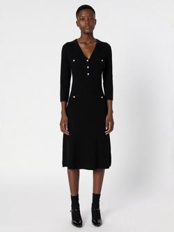 Gerard Darel Lais Straight V-Neck Wool Blend Midi Dress - view 2, Black