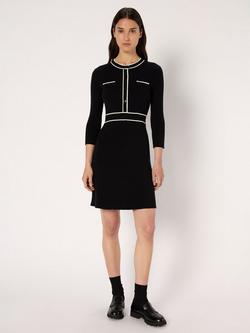 Gerard Darel Lani Straight Round Neck Contrast Mini Dress, Black
