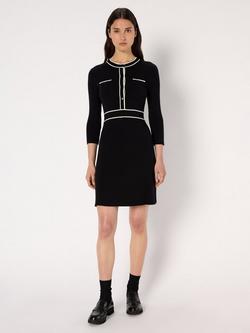 Gerard Darel Lani Straight Round Neck Contrast Mini Dress - view 2, Black